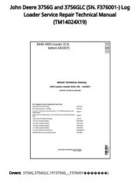 John Deere 3756G and 3756GLC (SN. F376001-) Log Loader Service Repair Technical Manual - TM14024X19 preview