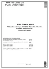 John Deere 444K 4WD Loader (SN.642101-670307) w.Engine 4045HDW54 (T3) Service Repair Manual - TM12092 preview