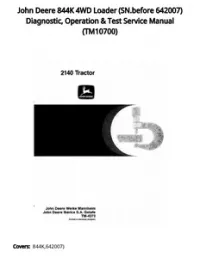 John Deere 844K 4WD Loader (SN.before 642007) Diagnostic  Operation & Test Service Manual - TM10700 preview