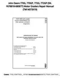 John Deere 770G  770GP  772G  772GP (SN. F678818-680877) Motor Graders Repair Manual - TM14073X19 preview