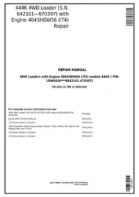John Deere 444K 4WD Loader (SN.642101-670307) w.Engine 4045HDW56 (iT4) Service Repair Manual - TM12091 preview