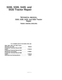 John Deere 5220 5320 5420 and 5520 Tractor Repair Service Manual - TM2048 preview