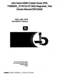 John Deere 850K Crawler Dozer (PIN: 1T0850KX__E178122-271265) Diagnostic  Test Service Manual - TM12043 preview