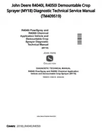 John Deere R4040i  R4050i Demountable Crop Sprayer (MY18) Diagnostic Technical Service Manual - TM409519 preview