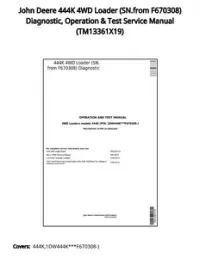 John Deere 444K 4WD Loader (SN.from F670308) Diagnostic  Operation & Test Service Manual - TM13361X19 preview