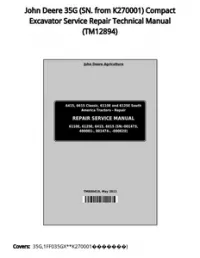 John Deere 35G (SN. from K270001) Compact Excavator Service Repair Technical Manual - TM12894 preview