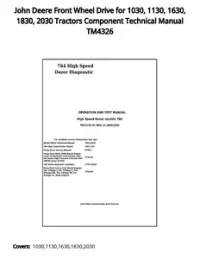 John Deere Front Wheel Drive for 1030  1130  1630  1830  2030 Tractors Component Technical Manual TM4326 preview