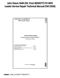 John Deere 344K (SN. from B030077) iT4 4WD Loader Service Repair Technical Manual - TM12930 preview