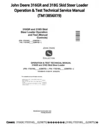 John Deere 316GR and 318G Skid Steer Loader Operation & Test Technical Service Manual - TM13856X19 preview