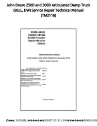 John Deere 250D and 300D Articulated Dump Truck (BELL  DW) Service Repair Technical Manual - TM2116 preview
