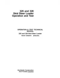 John Deere 325 328 Skid Steer Loader Diagnostic  Operation and Test Service Manual - TM2191 preview