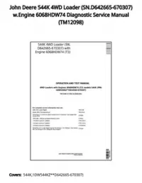 John Deere 544K 4WD Loader (SN.D642665-670307) w.Engine 6068HDW74 Diagnostic Service Manual - TM12098 preview