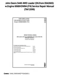 John Deere 544K 4WD Loader (SN.from E642665) w.Engine 6068HDW84 (iT4) Service Repair Manual - TM12099 preview