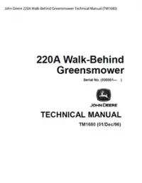 John Deere 220A Walk-Behind Greensmower Technical Manual - TM1680 preview
