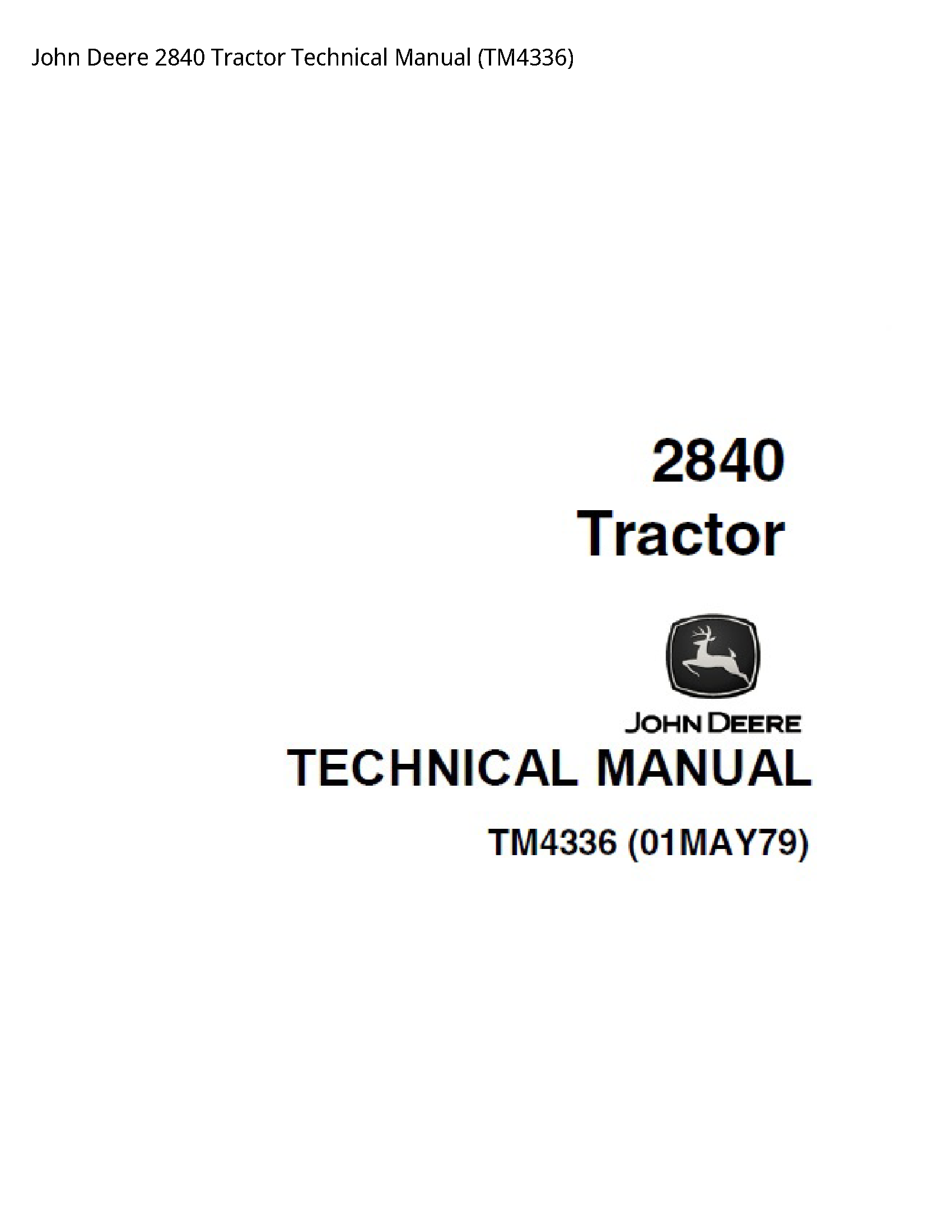John Deere 2840 Tractor Technical manual