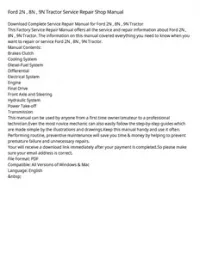 Ford 2N   8N   9N Tractor Service Repair Shop Manual preview
