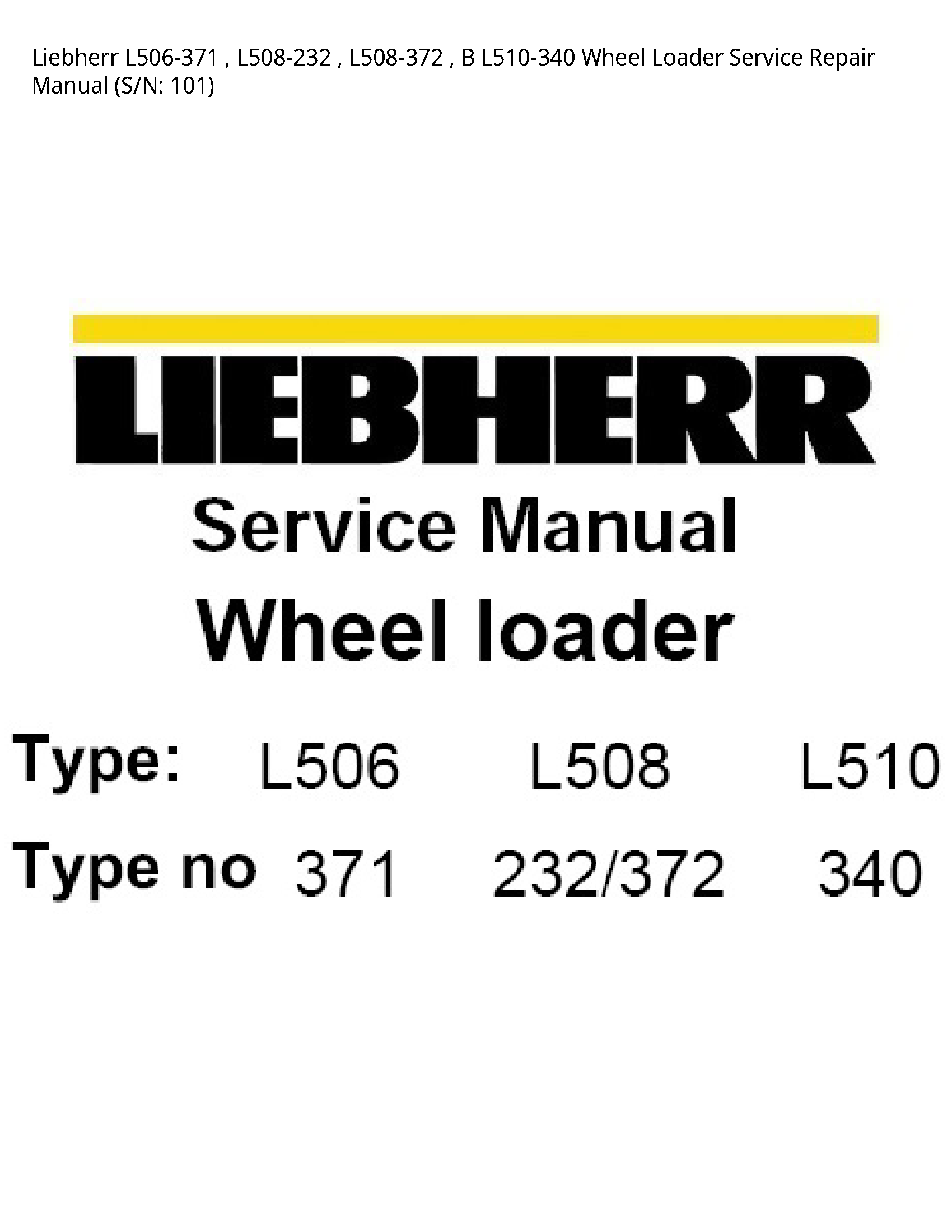 Liebherr L506-371 Wheel Loader manual