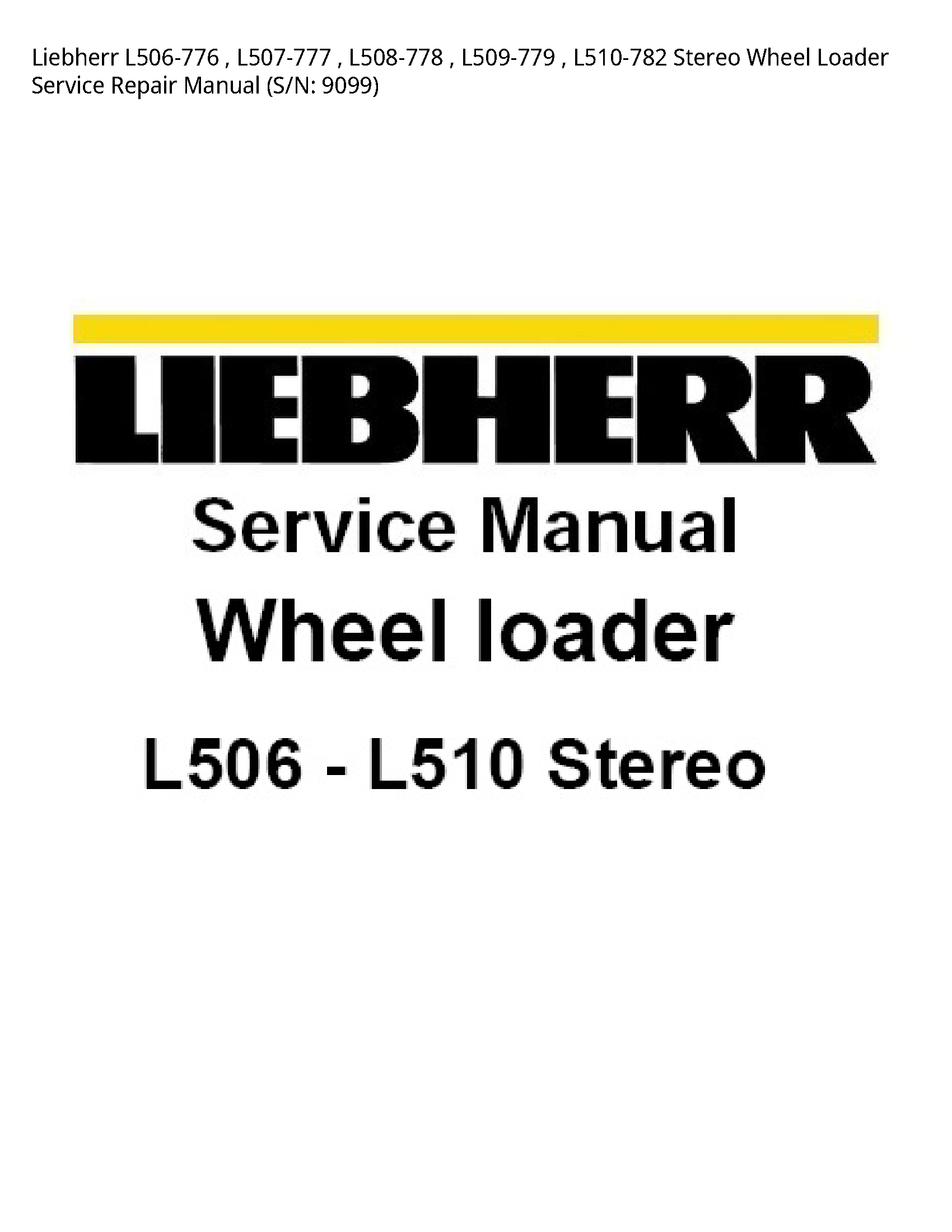 Liebherr L506-776 Stereo Wheel Loader manual