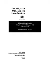 John Deere 108 111 111H 112L and 116 Lawn Tractors Repair Service Manual - TM1206 preview