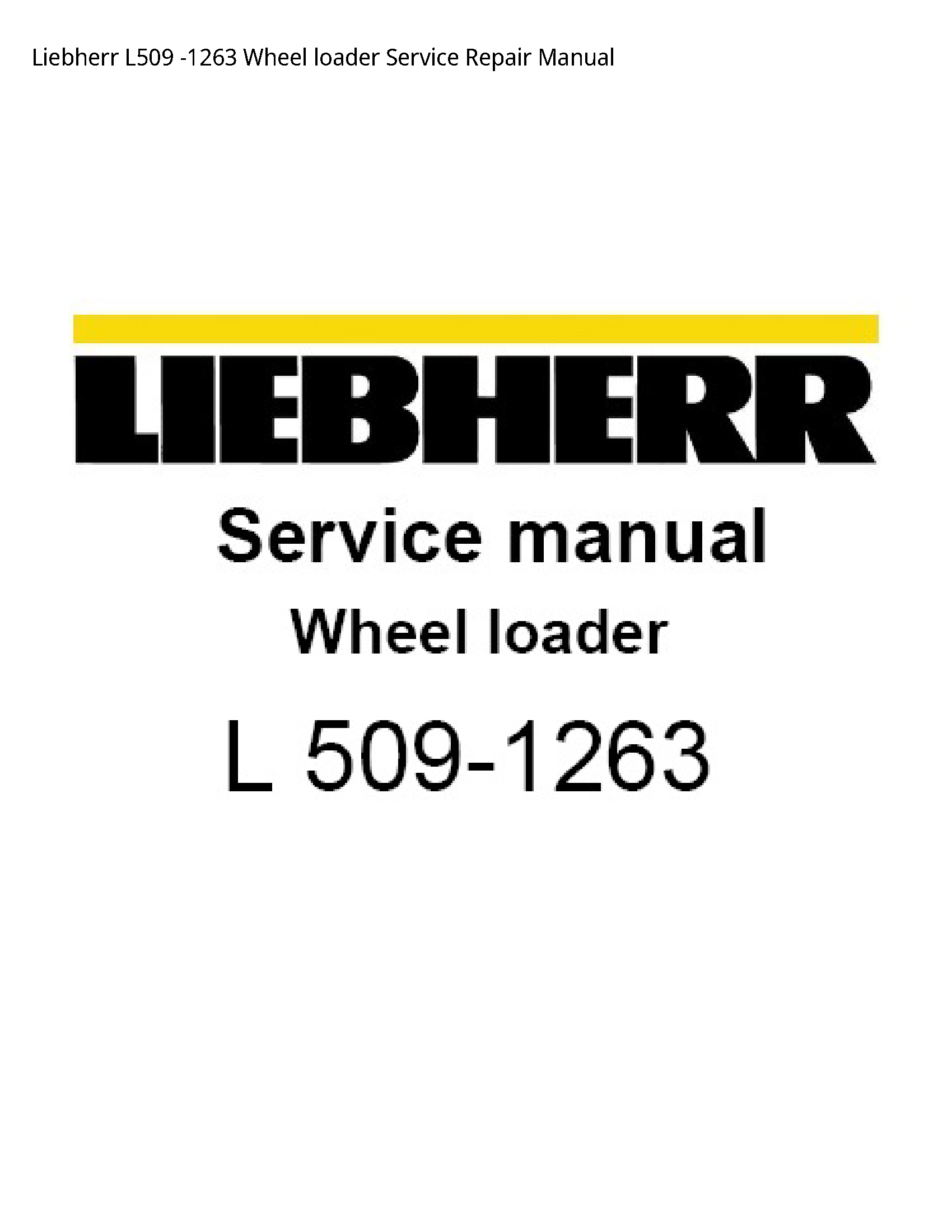 Liebherr L509 Wheel loader manual