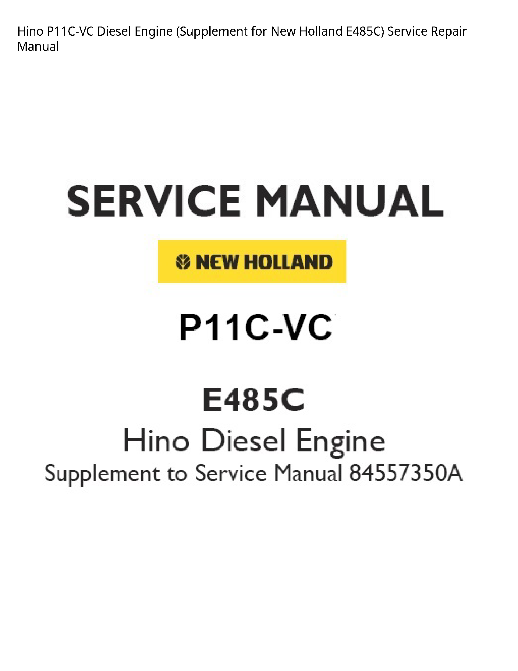 Hino P11C-VC Diesel Engine Supplement for New Holland manual