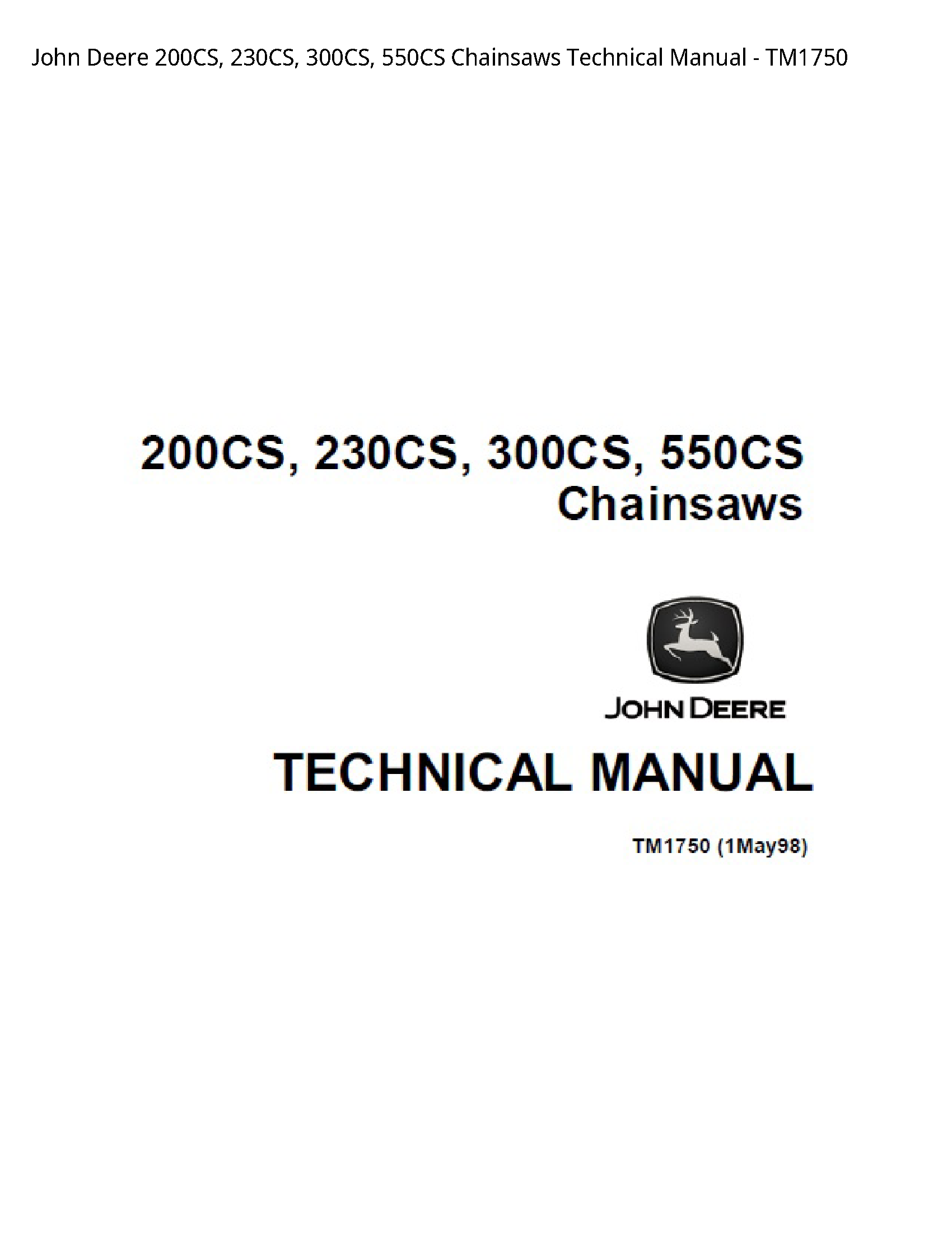 John Deere 200CS Chainsaws Technical manual