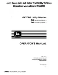 John Deere 4x2  6x4 Gator Trail Utility Vehicles Operators Manual - omm136970 preview