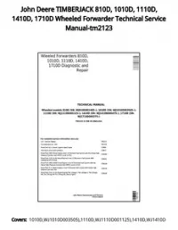John Deere TIMBERJACK 810D  1010D  1110D  1410D  1710D Wheeled Forwarder Technical Service Manual-tm2123 preview