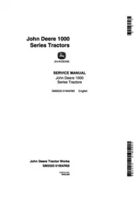 John Deere 1010  1010RS  1010RU  1010RUS  1010O  1010U  1010R Tractors Technical Service Manual - sm2033 preview