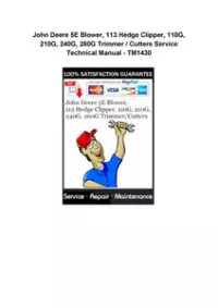 John Deere 5E Blower, 113 Hedge Clipper, 110G, 210G, 240G, 260G Trimmer - Cutters Service Technical Manual - TM1430 preview