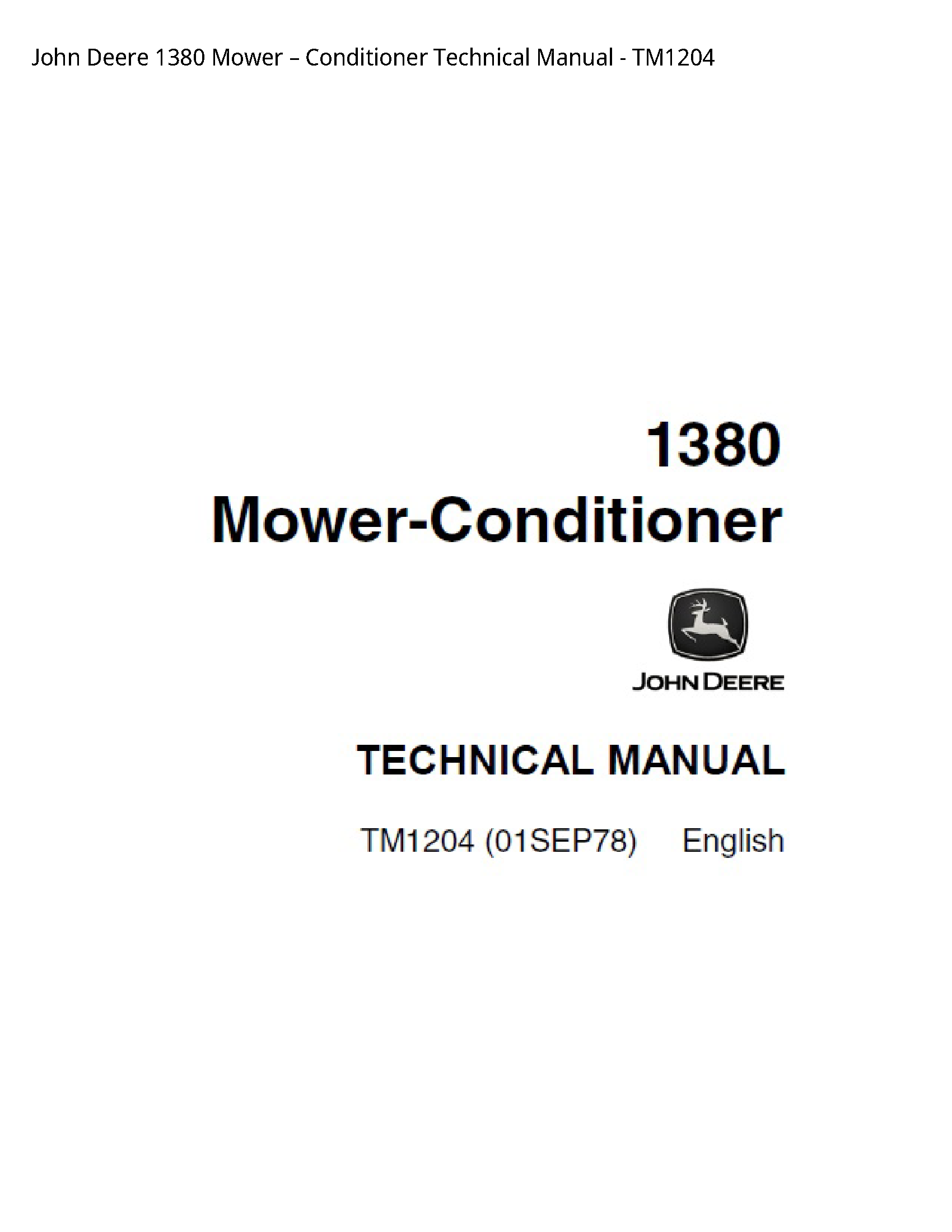 John Deere 1380 Mower Conditioner Technical manual