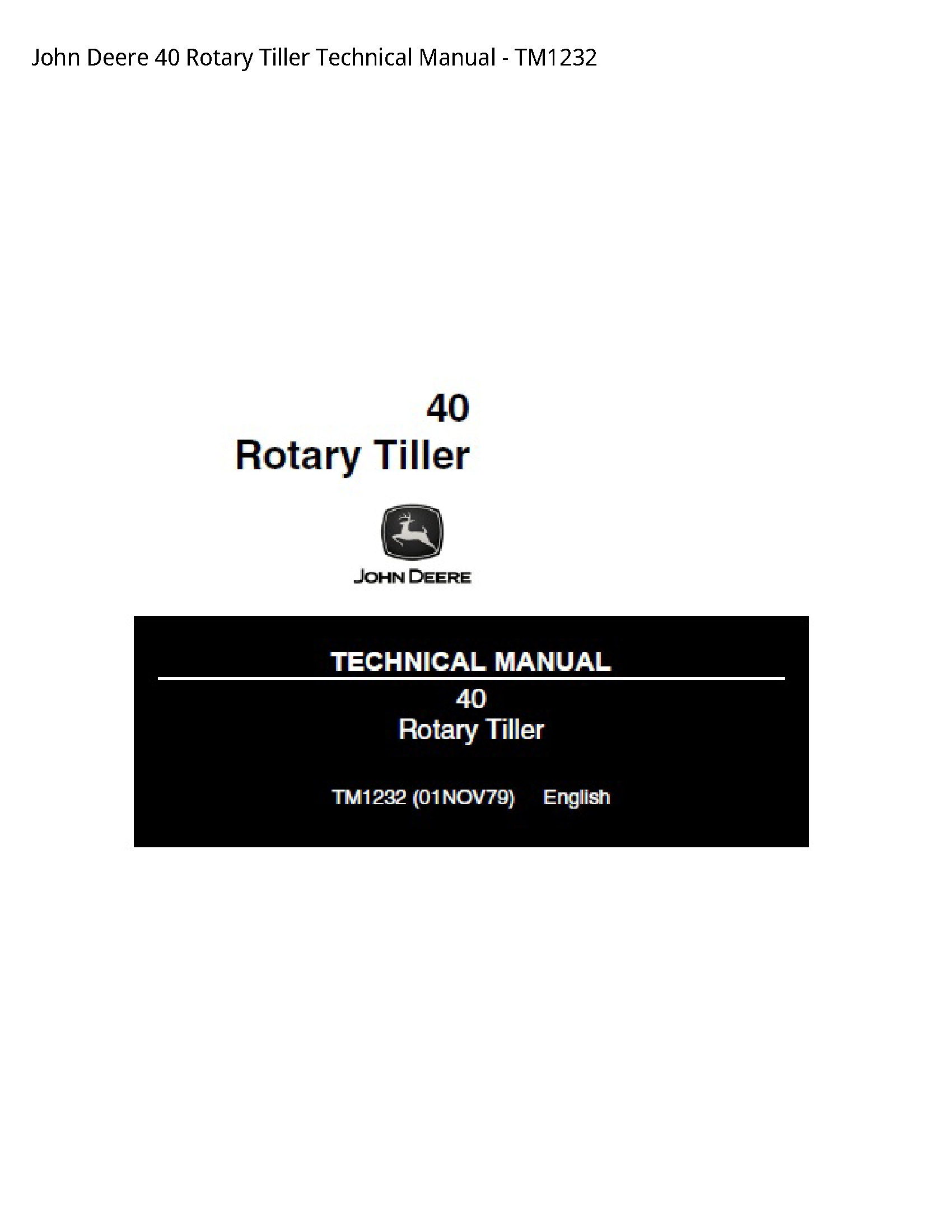 John Deere 40 Rotary Tiller Technical manual