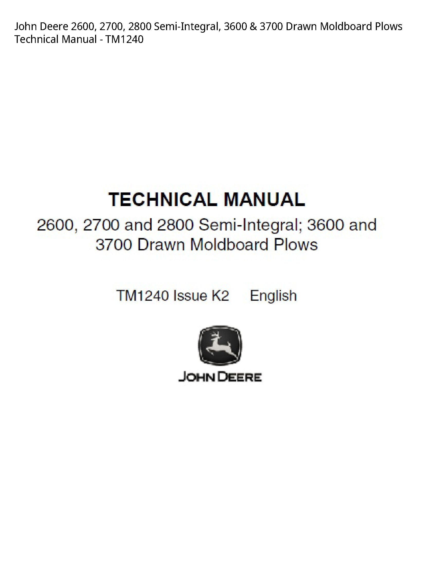 John Deere 2600 Semi-Integral manual