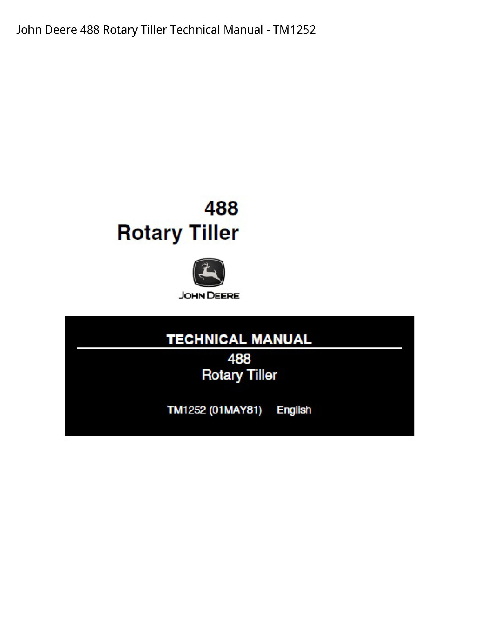 John Deere 488 Rotary Tiller Technical manual