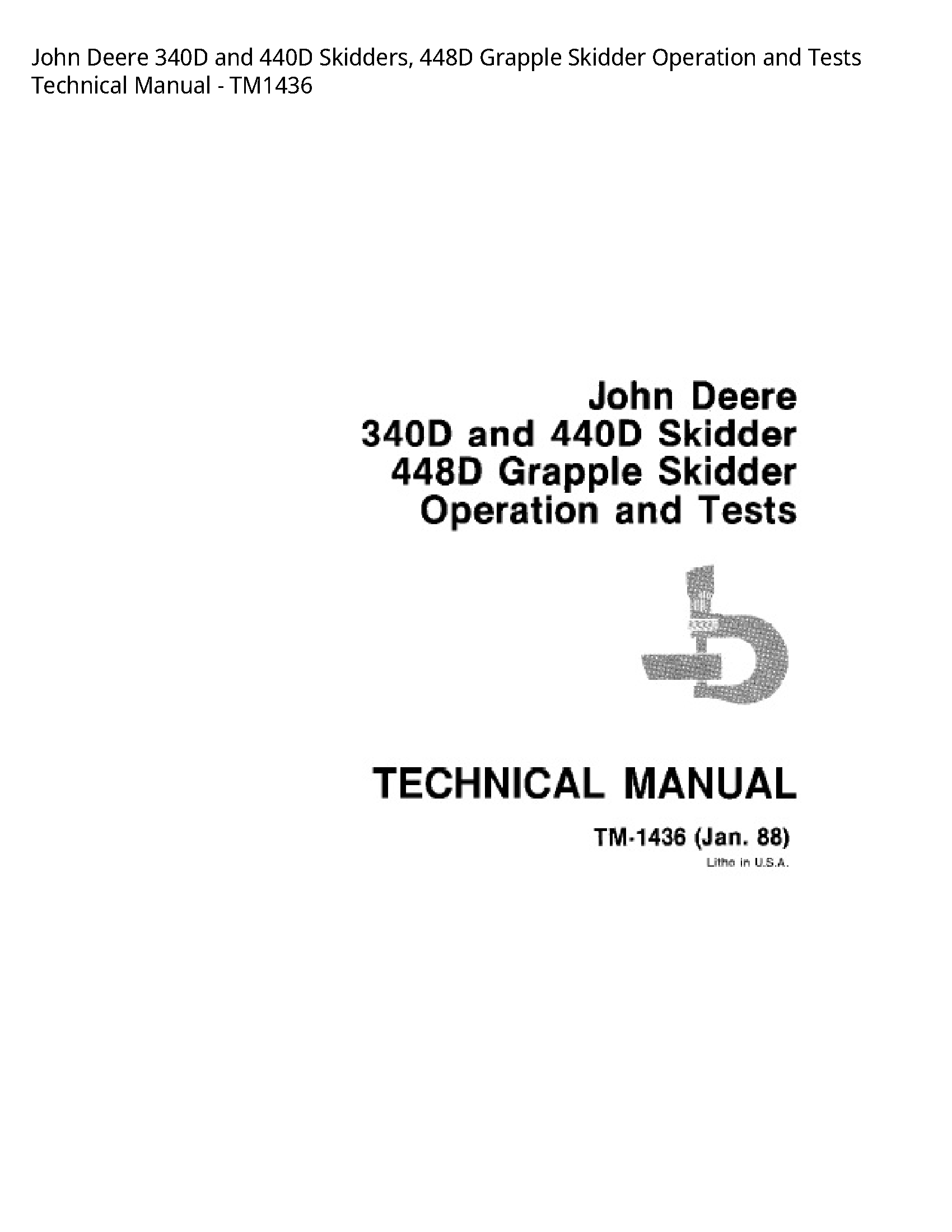 John Deere 340D  Skidders manual