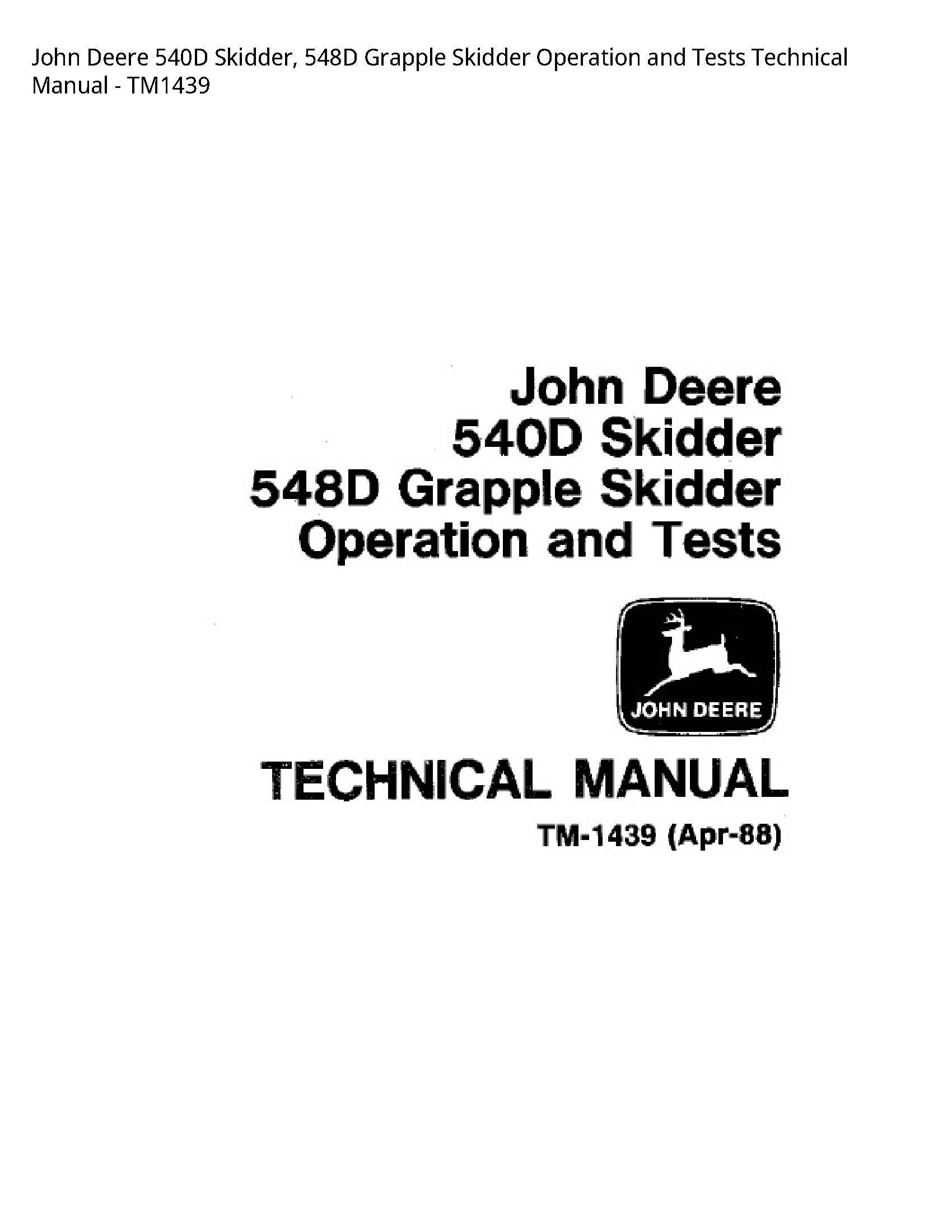John Deere 540D Skidder manual