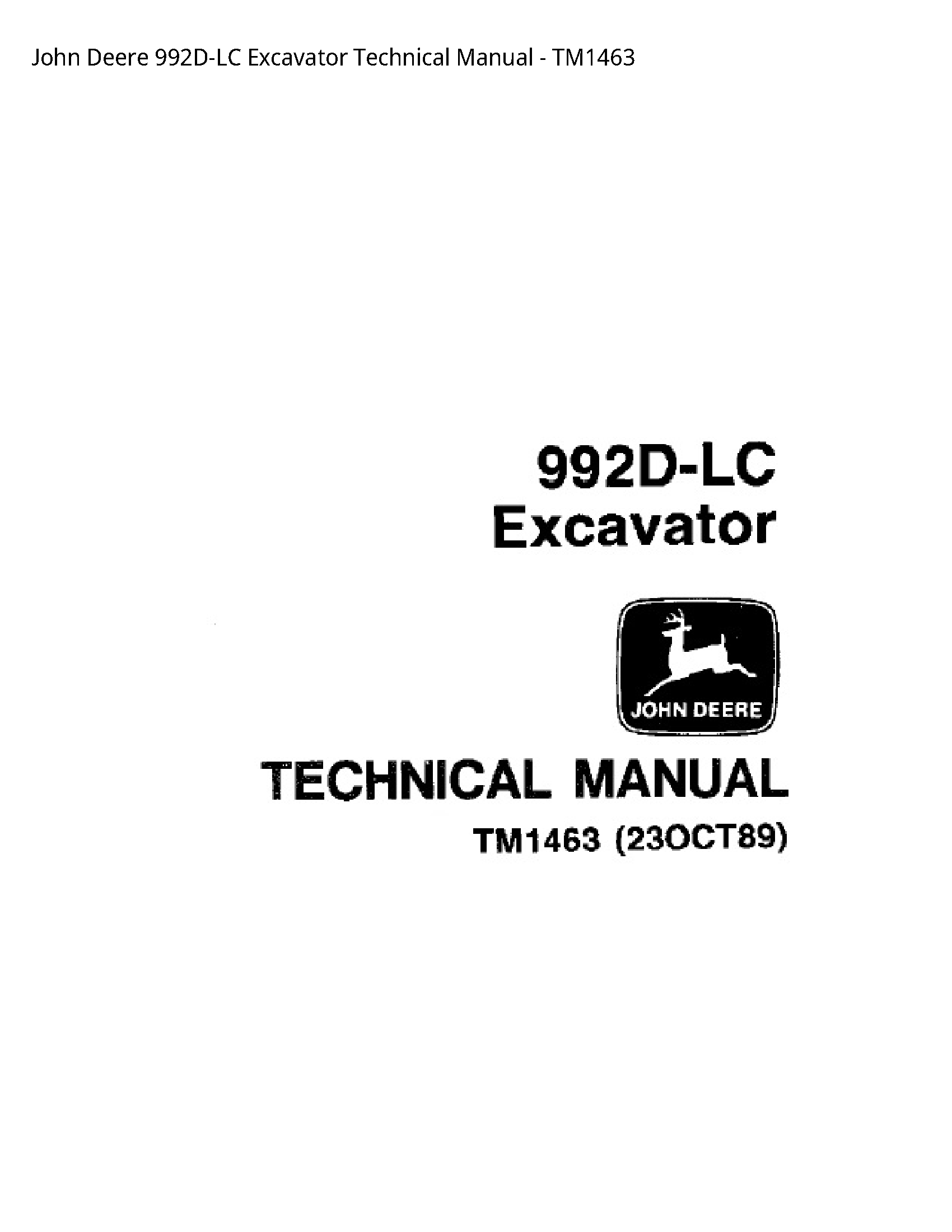 John Deere 992D-LC Excavator Technical manual