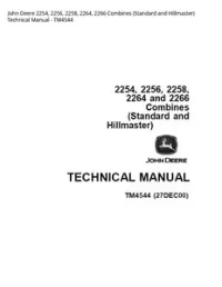 John Deere 2254  2256  2258  2264  2266 Combines (Standard and Hillmaster) Technical Manual - TM4544 preview