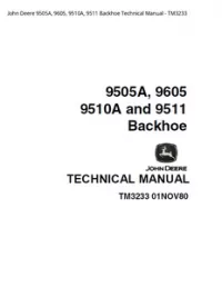 John Deere 9505A  9605  9510A  9511 Backhoe Technical Manual - TM3233 preview