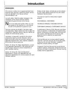 John Deere 322 LAWN GARDEN TRACTOR manual