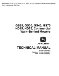 John Deere GS25  GS30  GS45  GS75  HD45  HD75 Commercial Walk-Behind Mowers Technical Manual - TM1598 preview