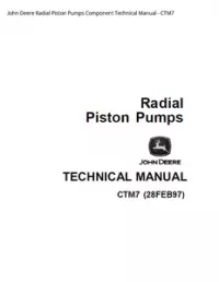John Deere Radial Piston Pumps Component Technical Manual - CTM7 preview