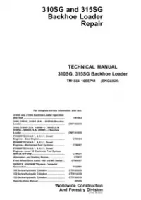 John Deere 310SG and 315SG Backhoe Loades Repair Service Manual - TM1884 preview