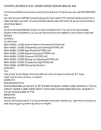 CATERPILLAR 986H WHEEL LOADER SERVICE REPAIR MANUAL L8S preview