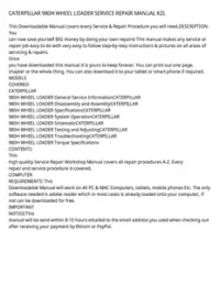 CATERPILLAR 980H WHEEL LOADER SERVICE REPAIR MANUAL KZL preview