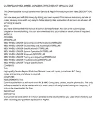 CATERPILLAR 980L WHEEL LOADER SERVICE REPAIR MANUAL D8Z preview