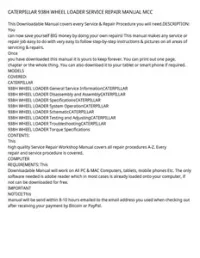 CATERPILLAR 938H WHEEL LOADER SERVICE REPAIR MANUAL MCC preview