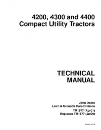John Deere 4200 4300 and 4400 Compact Utility Tractors Series Repair Technical Service Manual - TM1677 preview