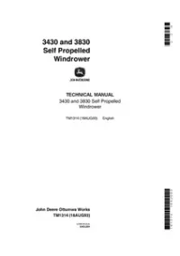 John Deere 3430  3830 Self Propelled Windrower Technical Manual - TM1314 preview