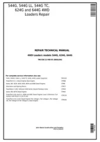 John Deere 544G  544G LL  544G TC  624G and 644G 4WD Loader Service Repair Technical Manual - tm1530 preview